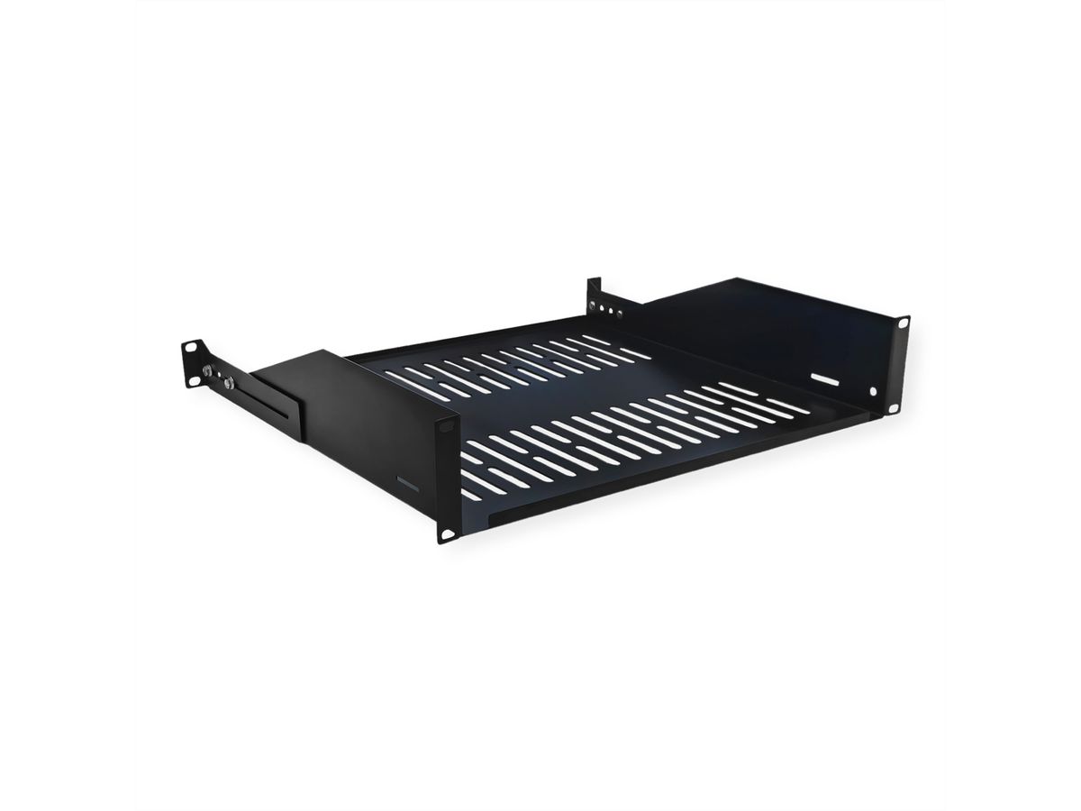 VALUE Etagère 19", 2U, 400 mm, max. 25kg, forme en U, noir