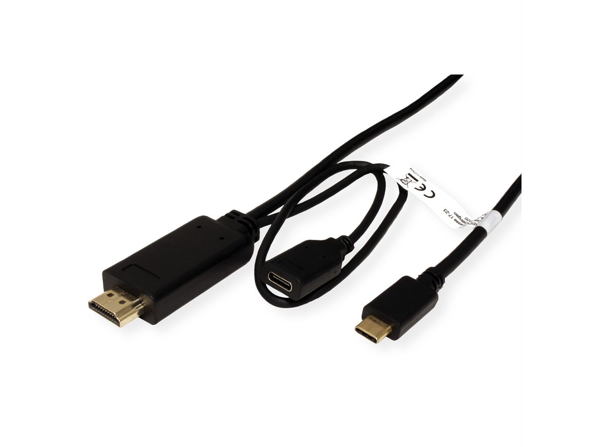 ROLINE Câble adaptateur type C - HDMI + USB C (PD), M/M, 1 m