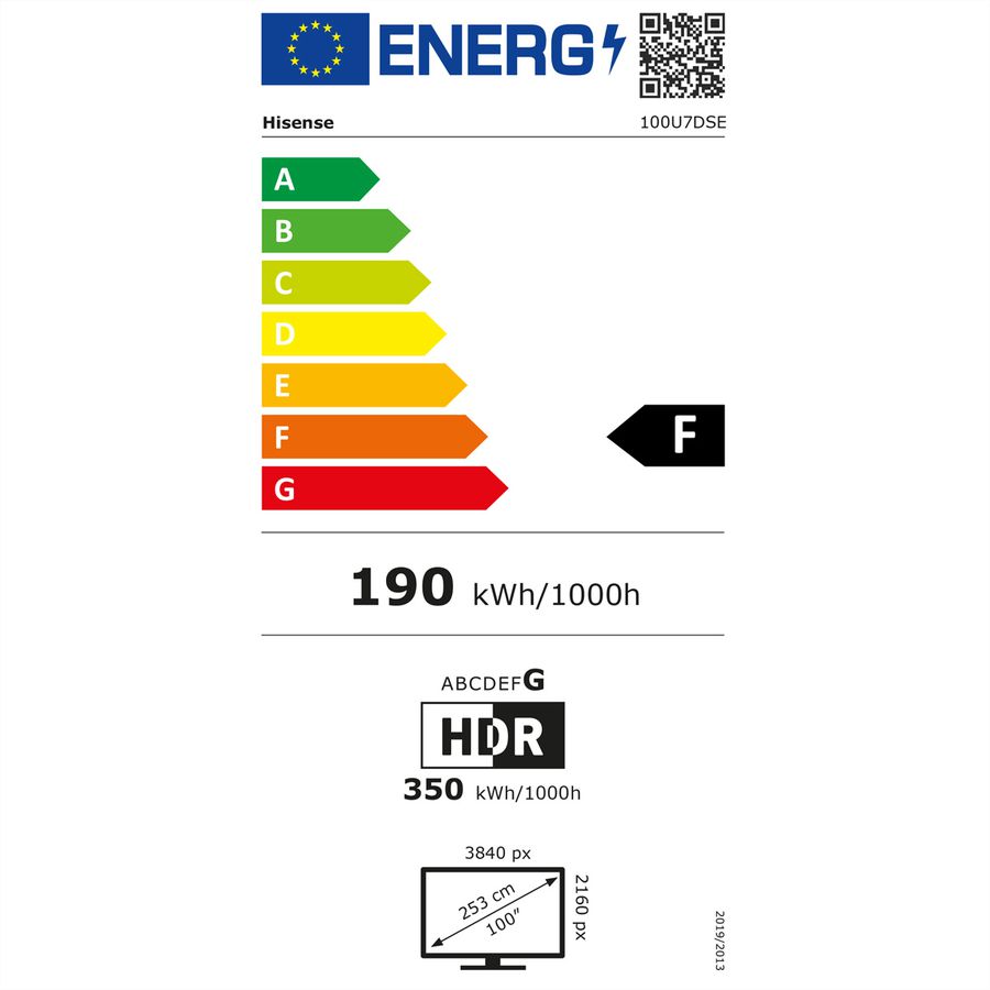 Hisense TV 100U7DSE 100", Mini-LED 4K, 165Hz, 1000 Nits