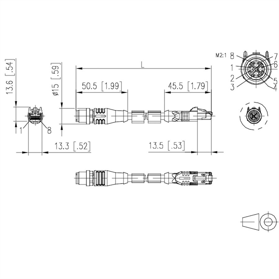 METZ CONNECT Câble Ethernet industriel M12-RJ45, codage X, 2 m