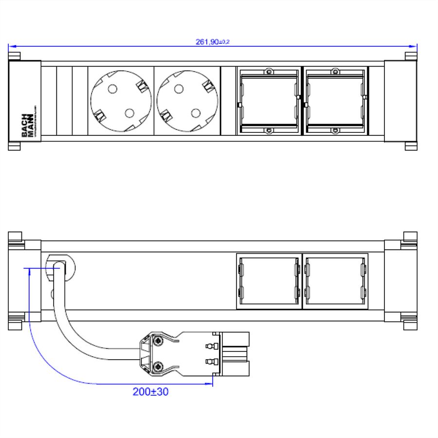 BACHMANN POWER FRAME Medium 2x contact de protection 2x ABD