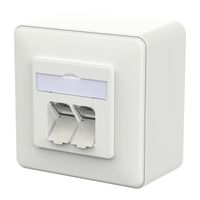 METZ CONNECT E-DAT C6A LSA++ Prise, 2 ports, apparent (AP), blanc signalisation brillant