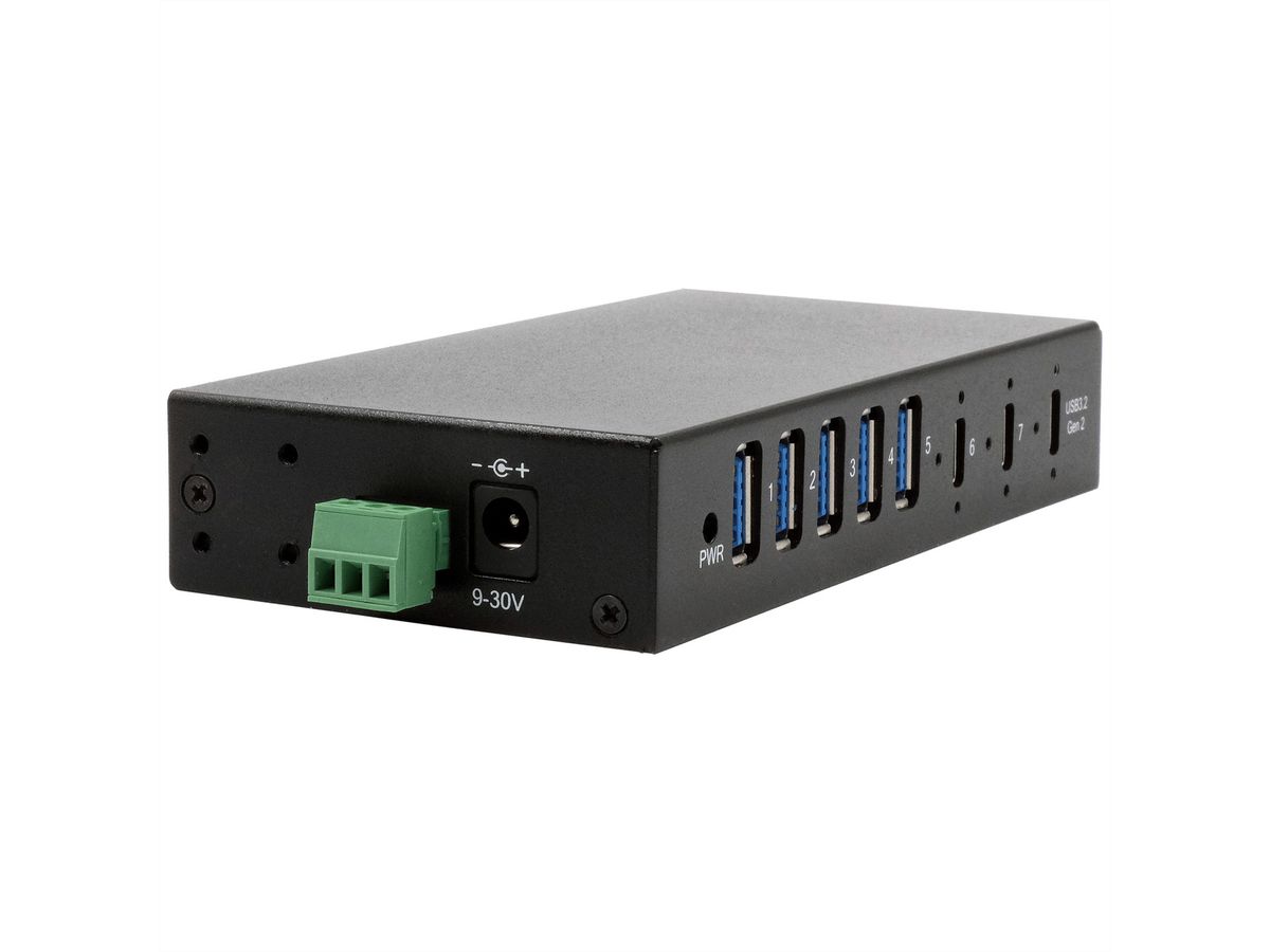 EXSYS EX-12297HMS 7 Port USB 3.2 Gen 2x1 Metall HUB, mit 2x USB-C und 5x USB-A 3.2 Gen 1 Ports
