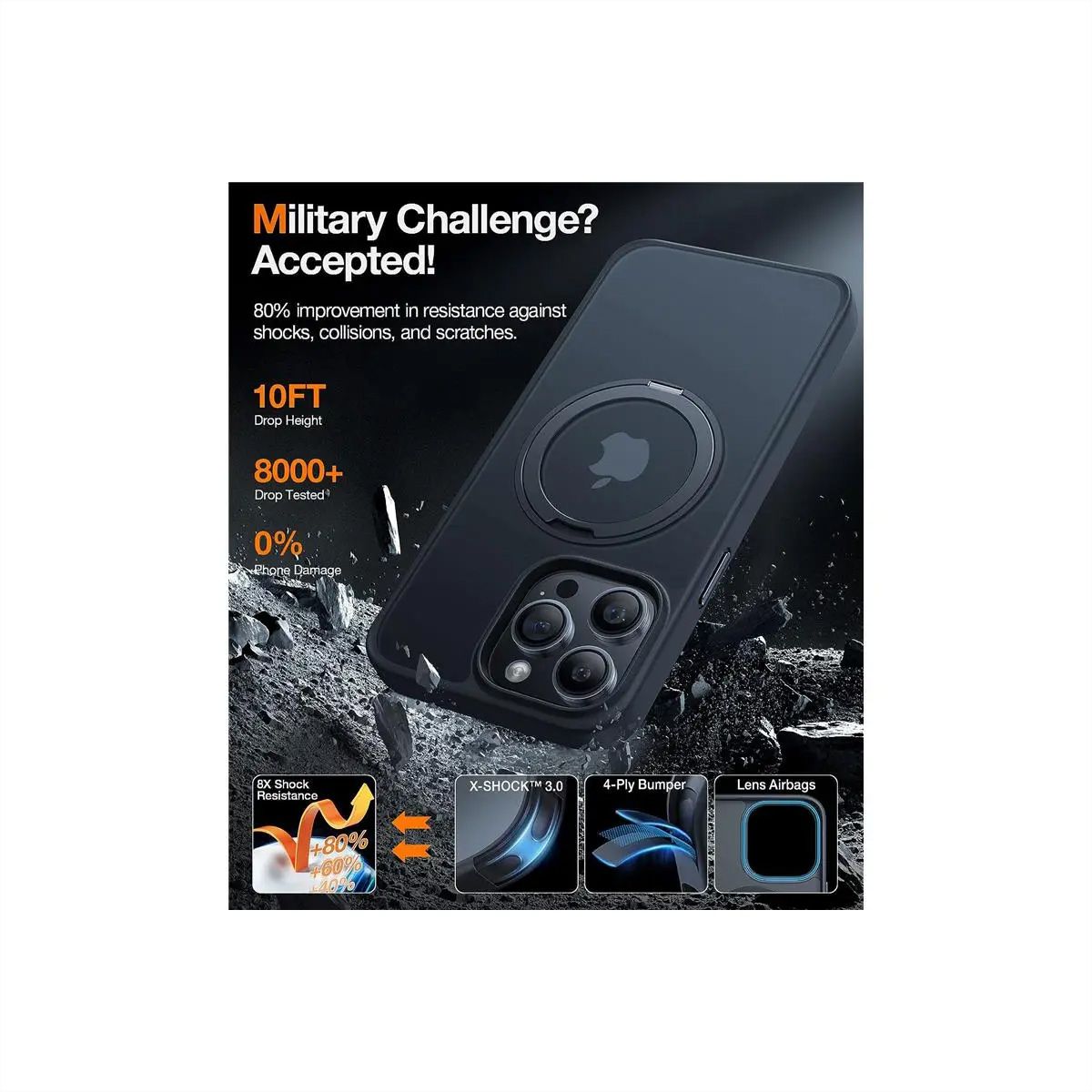 Torras UPRO Ostand Pro Case, iPhone 14 Pro, MagSafe, noir