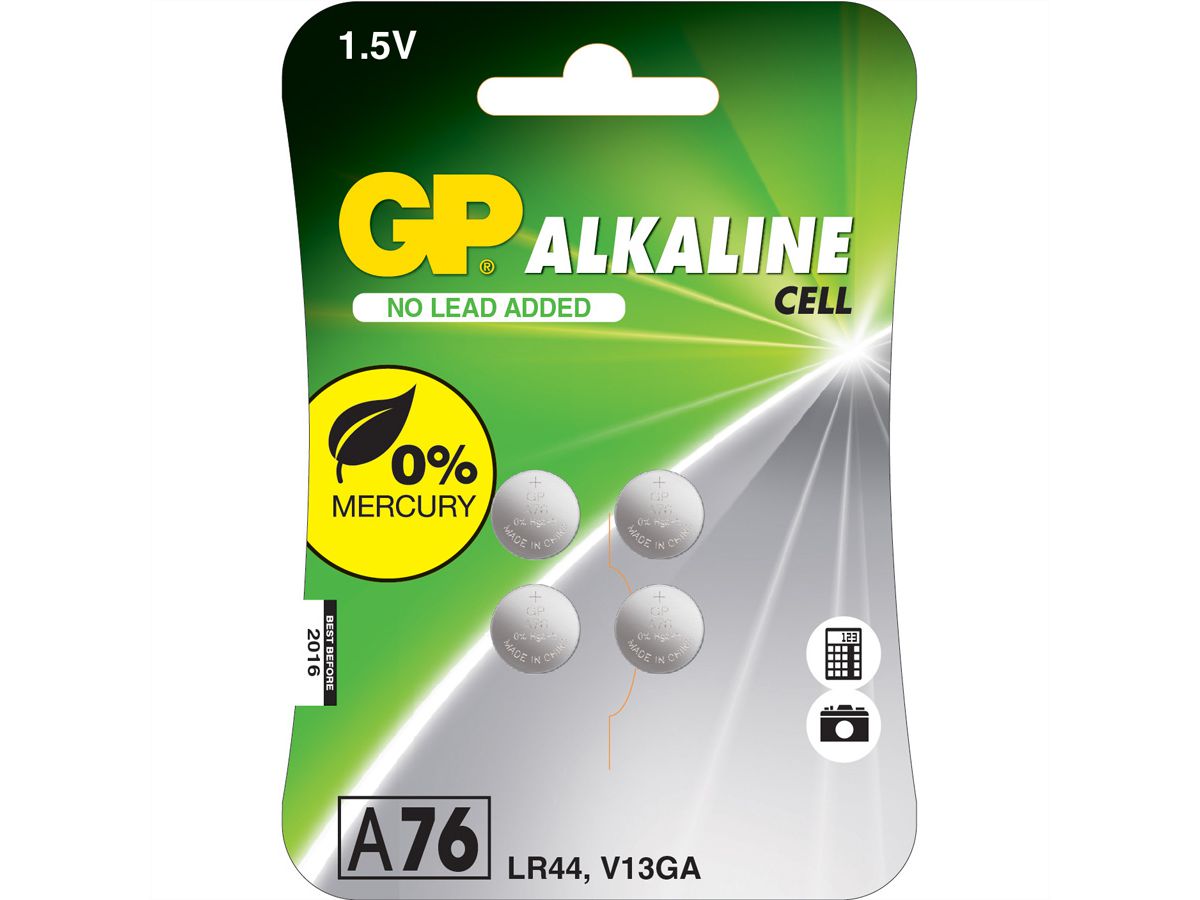 GP Batteries Knopfzelle Alkaline Knopfzelle 76A, 4 Stk. (V13GA / L1154)