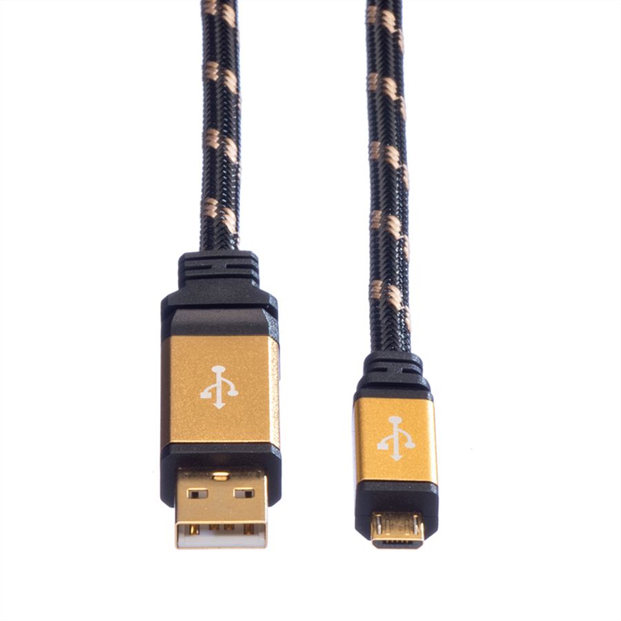 ROLINE GOLD USB 2.0 Kabel, Typ A ST - Micro B ST, 0,8 m