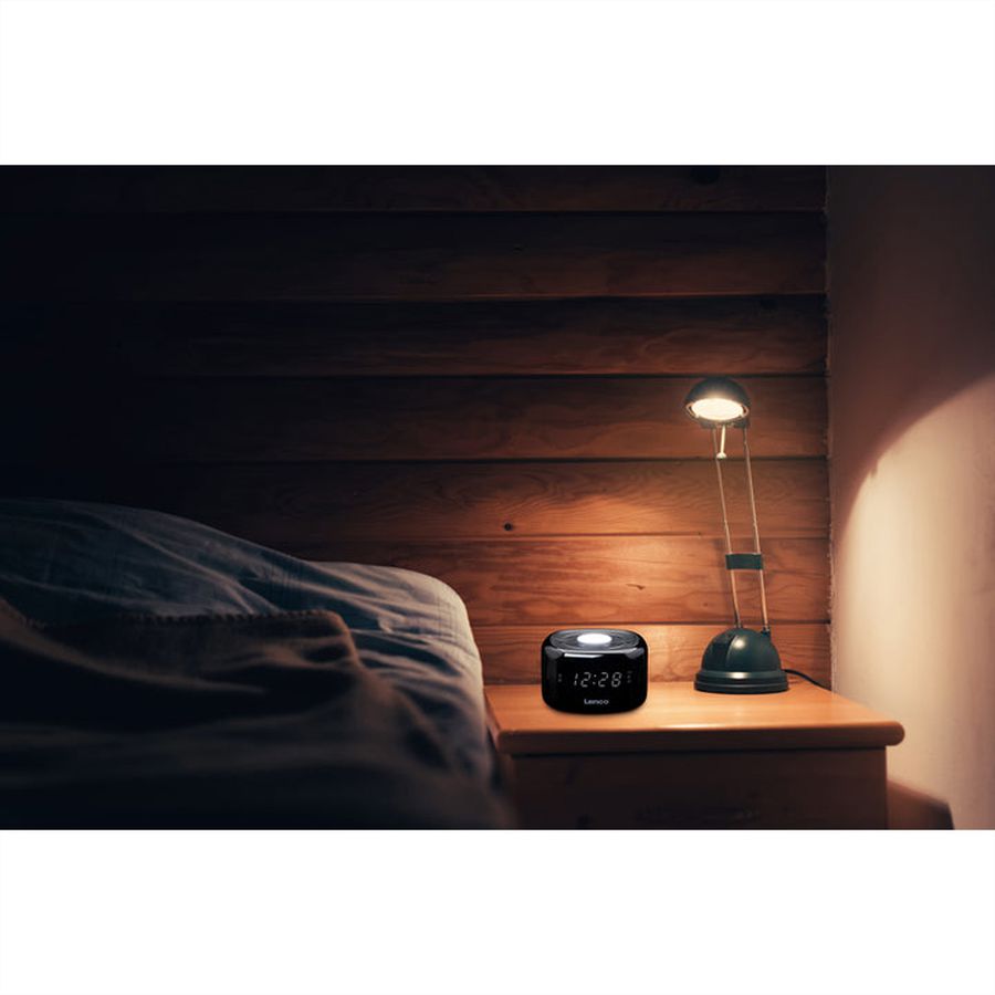 Lenco Radiowecker, CR-12BK, schwarz, FM Radio, mit Nachtlicht