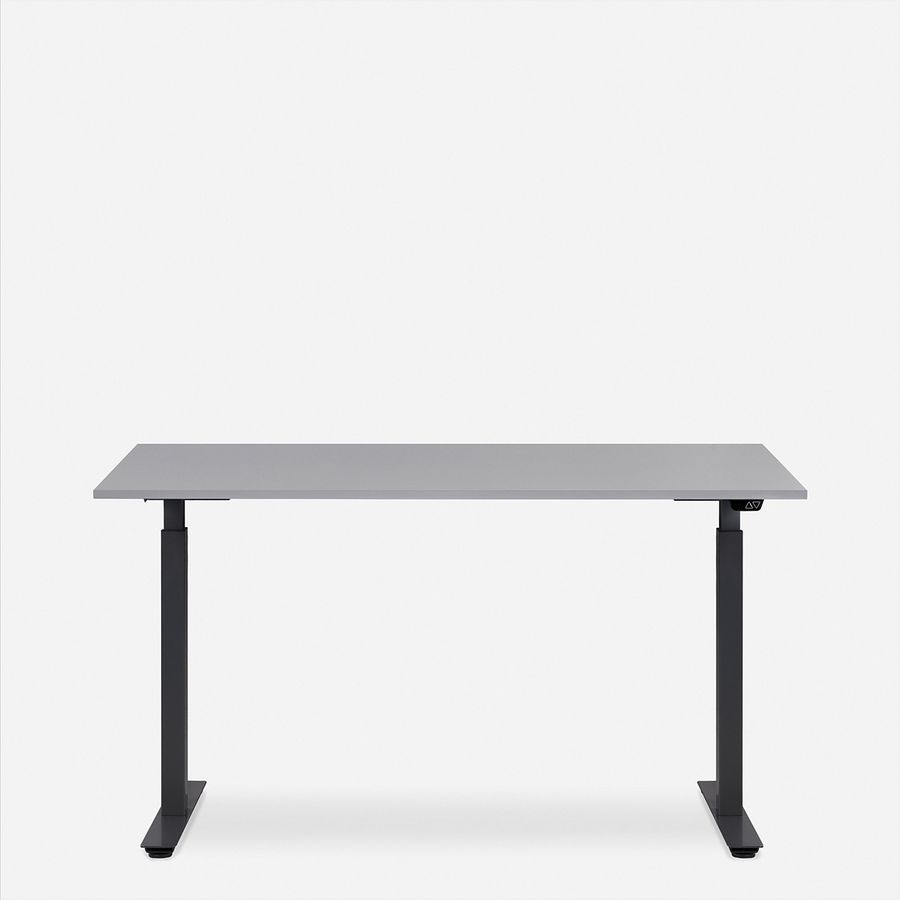 WRK21 Schreibtisch Smart 180 x 80 cm, Höhenverstellbar, Grau Uni / Schwarz
