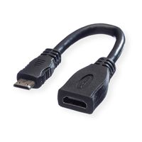 VALUE Câble HDMI High Speed avec Ethernet, HDMI F - Mini HDMI M, 0,15 m