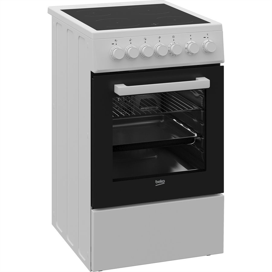 Beko Elektroherd FSM57100GW Elektroherd mit Glaskeramik-Kochfeld