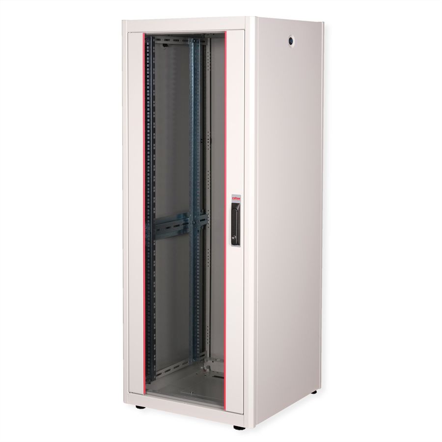 ROLINE 19-Zoll Netzwerkschrank Basic 32 HE, 600x600 BxT Glastür grau