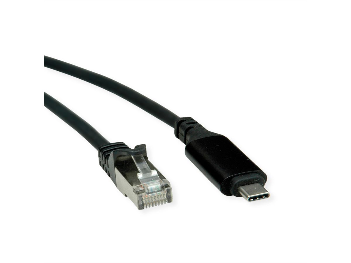 ROLINE USB 3.2 Gen 2 Typ C zu Gigabit Ethernet Konverterkabel, schwarz, 3 m
