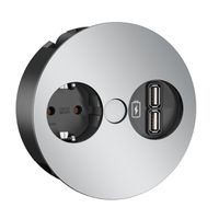 BACHMANN TWIST 1x contact de protection, chargeur USB, connecteur GST18, chrome, 0,2 m
