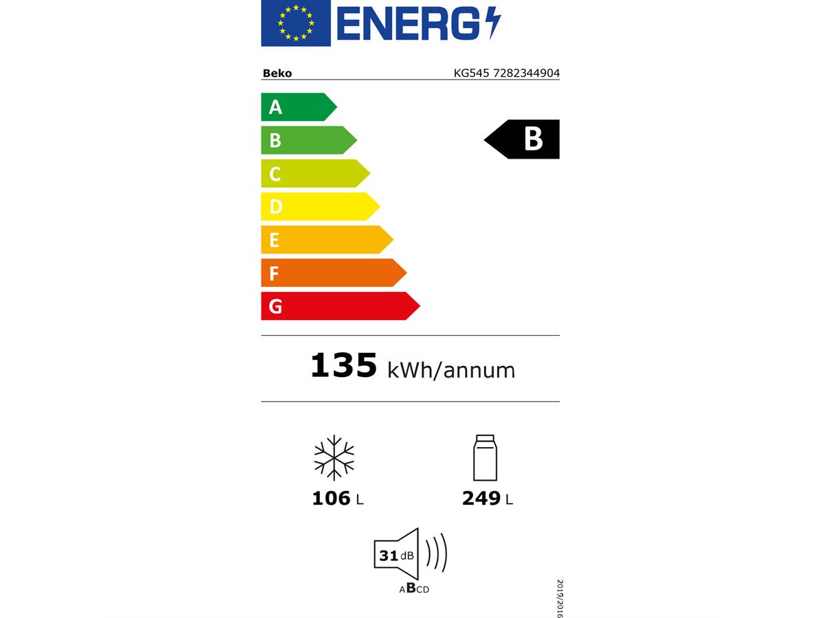 Beko Kühl-Gefrierkombination KG545, 316L, 186.5cm