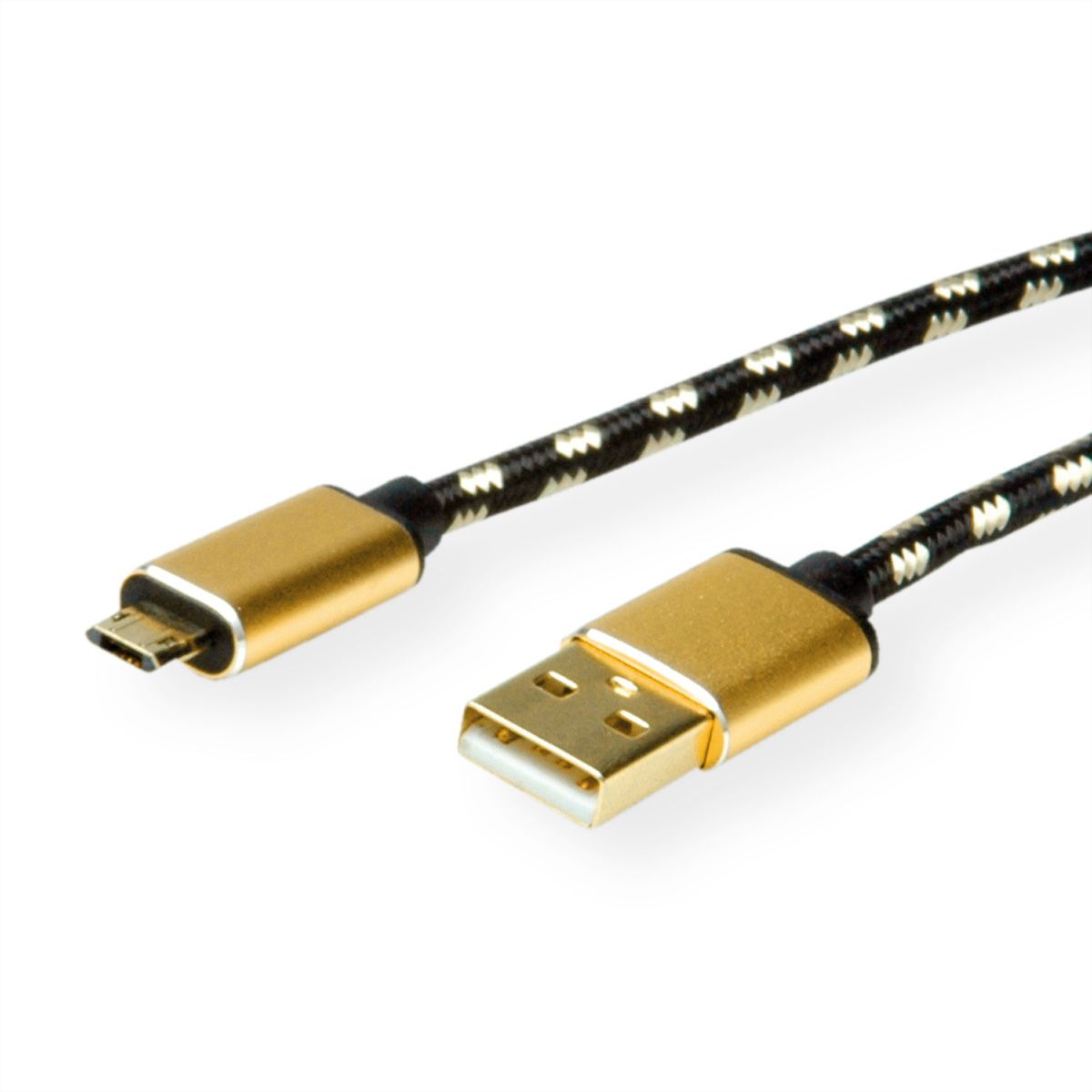 ROLINE GOLD USB 2.0 Kabel, Typ A ST - Micro B ST (reversibel), 0,8 m