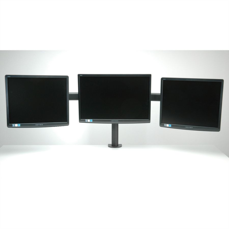 VALUE Bras pour LCD triple, noir, montage sur table
