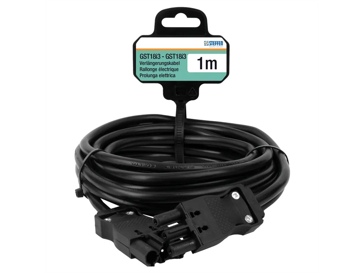 Steffen Verlängerungskabel Td, GST18i3-GST18i3, 1m schwarz