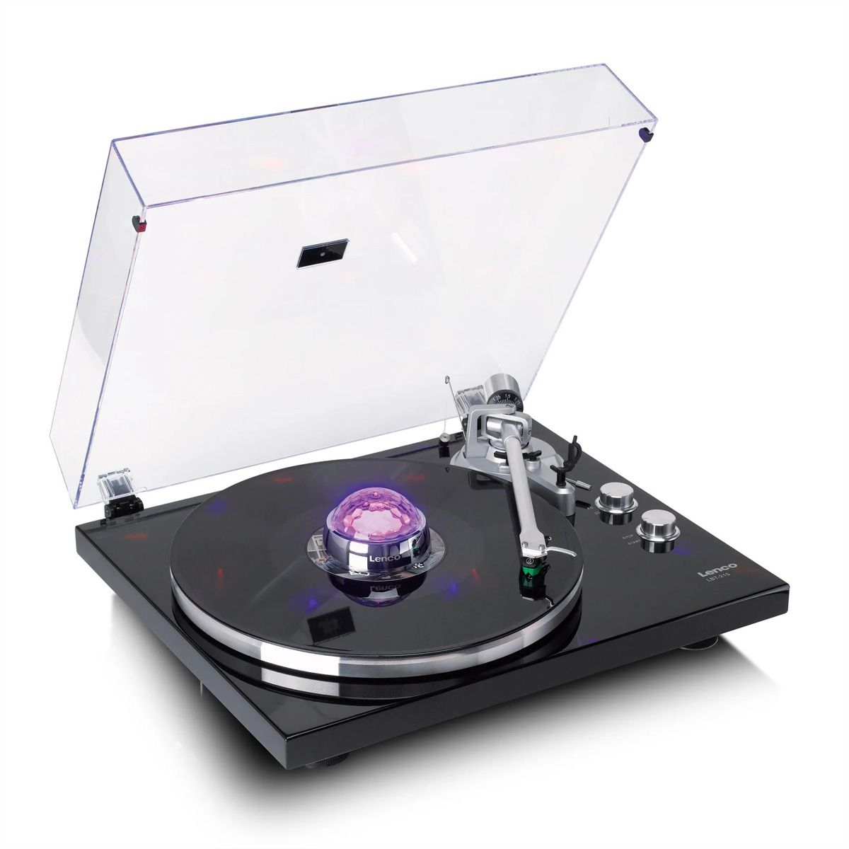 Stabilisateur de platine vinyle Lenco, Effets lumineux RGB, boule à facettes