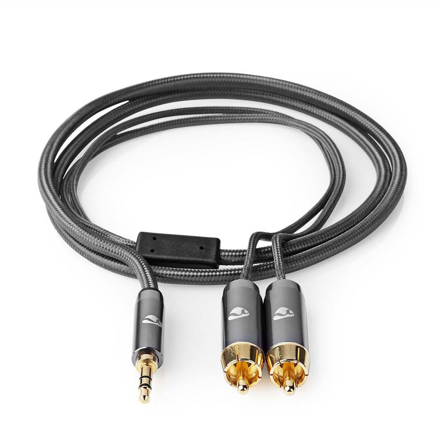 Nedis Stereo-Audiokabel, 1x Klinken ST, 2x Cinch ST, grau, 1 m