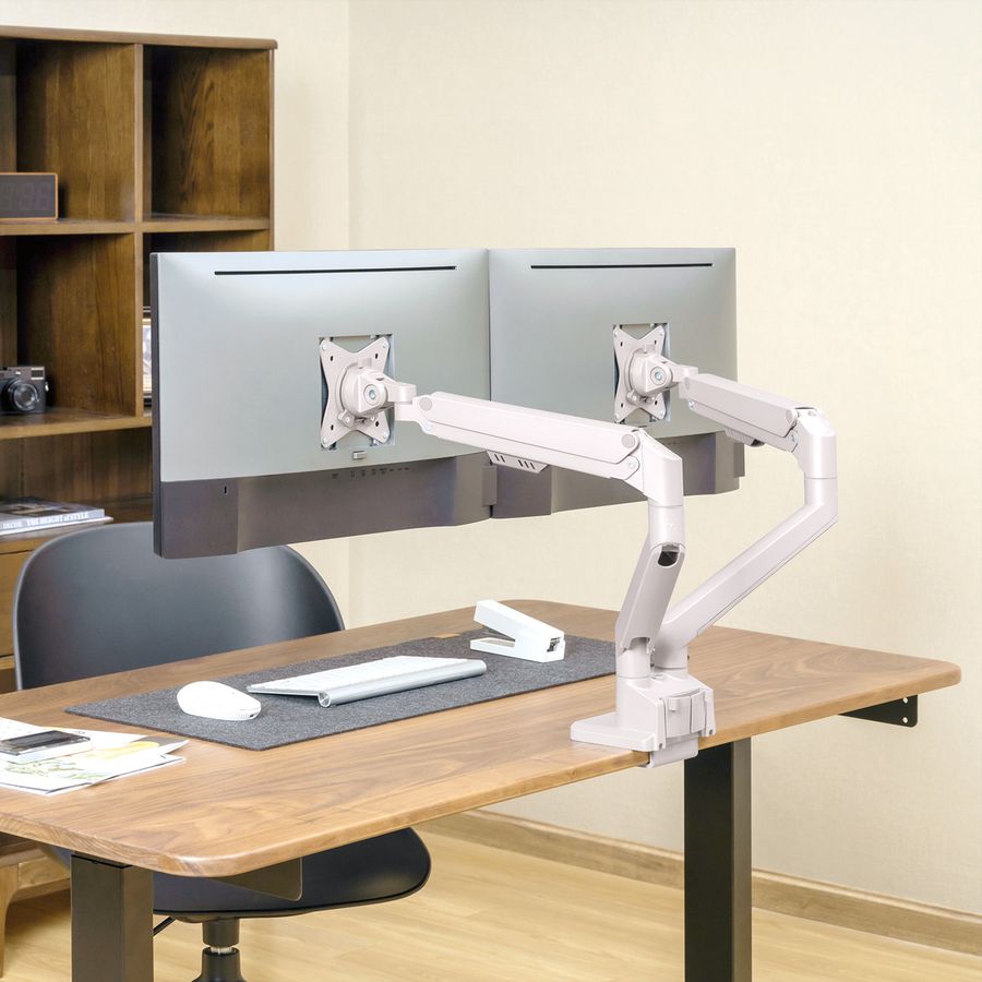 ROLINE Support double LCD, vérin à gaz, 5 articulations, fixation sur bureau, 17-23", jusqu'à 2x 9 kg, argent