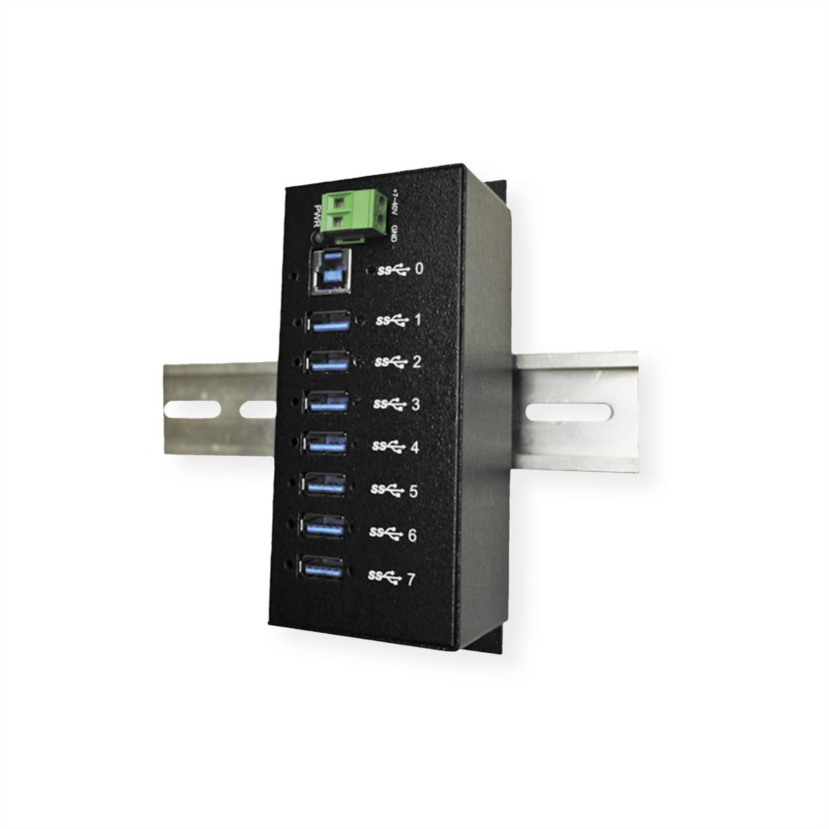 EX-1187HMVS hub USB 3.2 Gen1 à 7 ports, kit rail DIN