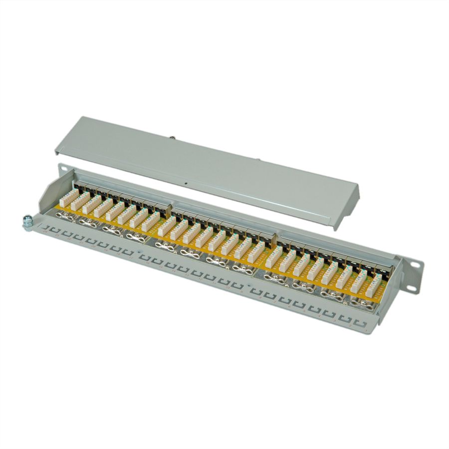 ROLINE Cat.6 (Class E) 19-Zoll-Patchpanel, 24P, geschirmt, grau