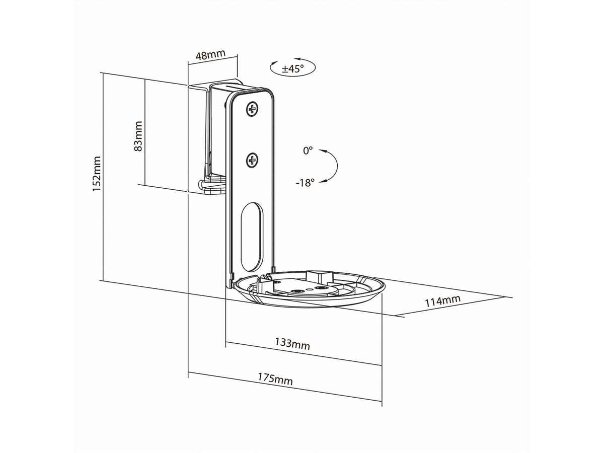 Nedis Lautsprecher-Wandhalterung für Sonos Era100 schwarz, Wand, 3 kg, neig- und drehbar