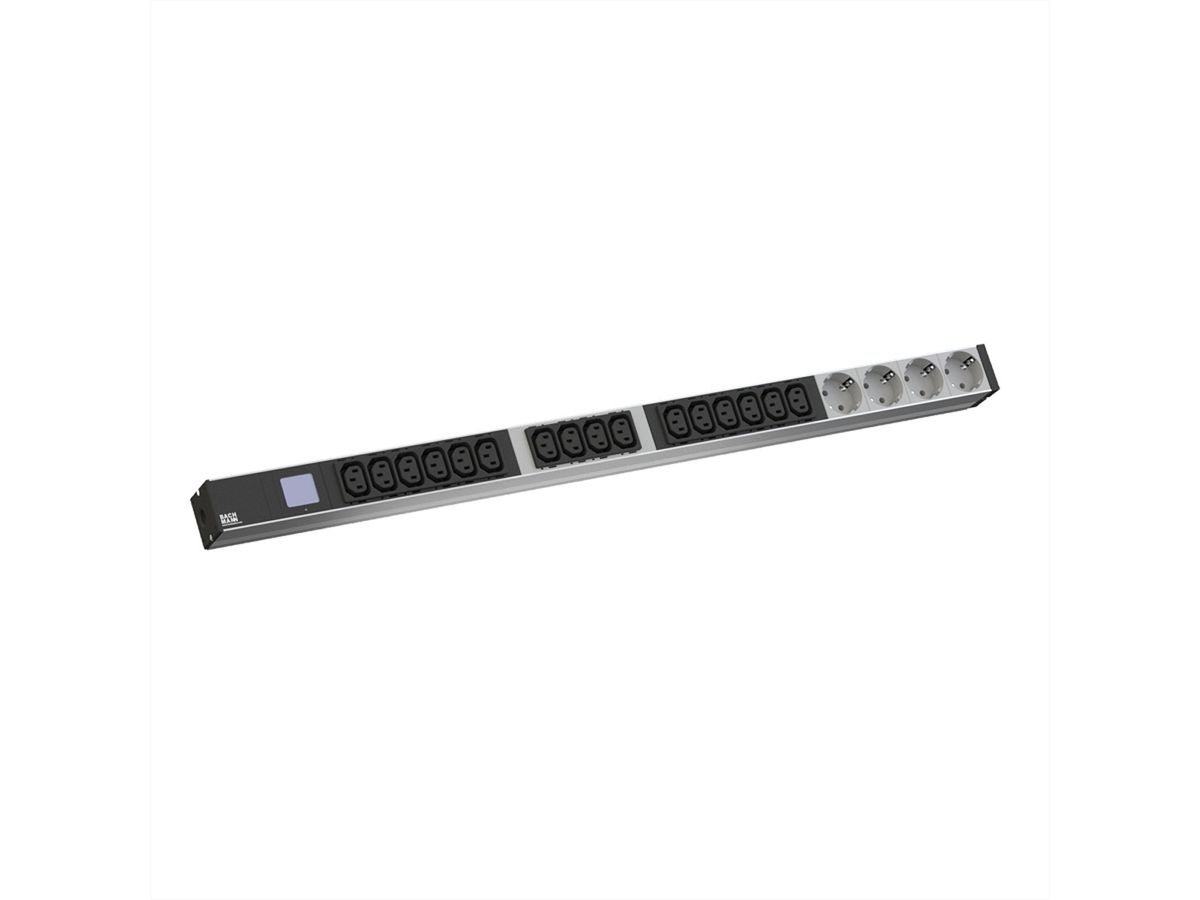 BACHMANN BN0500 19" PDU 1HE 16xC13 4x Schutzkontakt, Leistungsmessung, Anschluss CEE 16A, blau