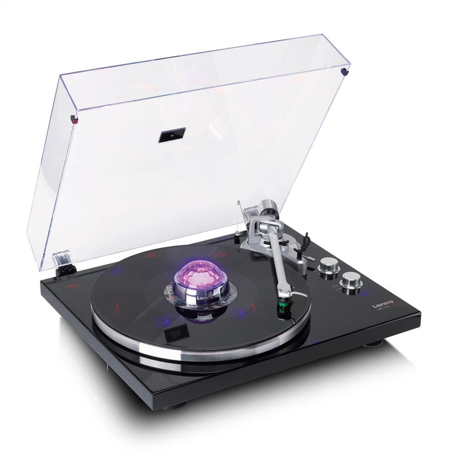 Stabilisateur de platine vinyle Lenco, Effets lumineux RGB, boule à facettes