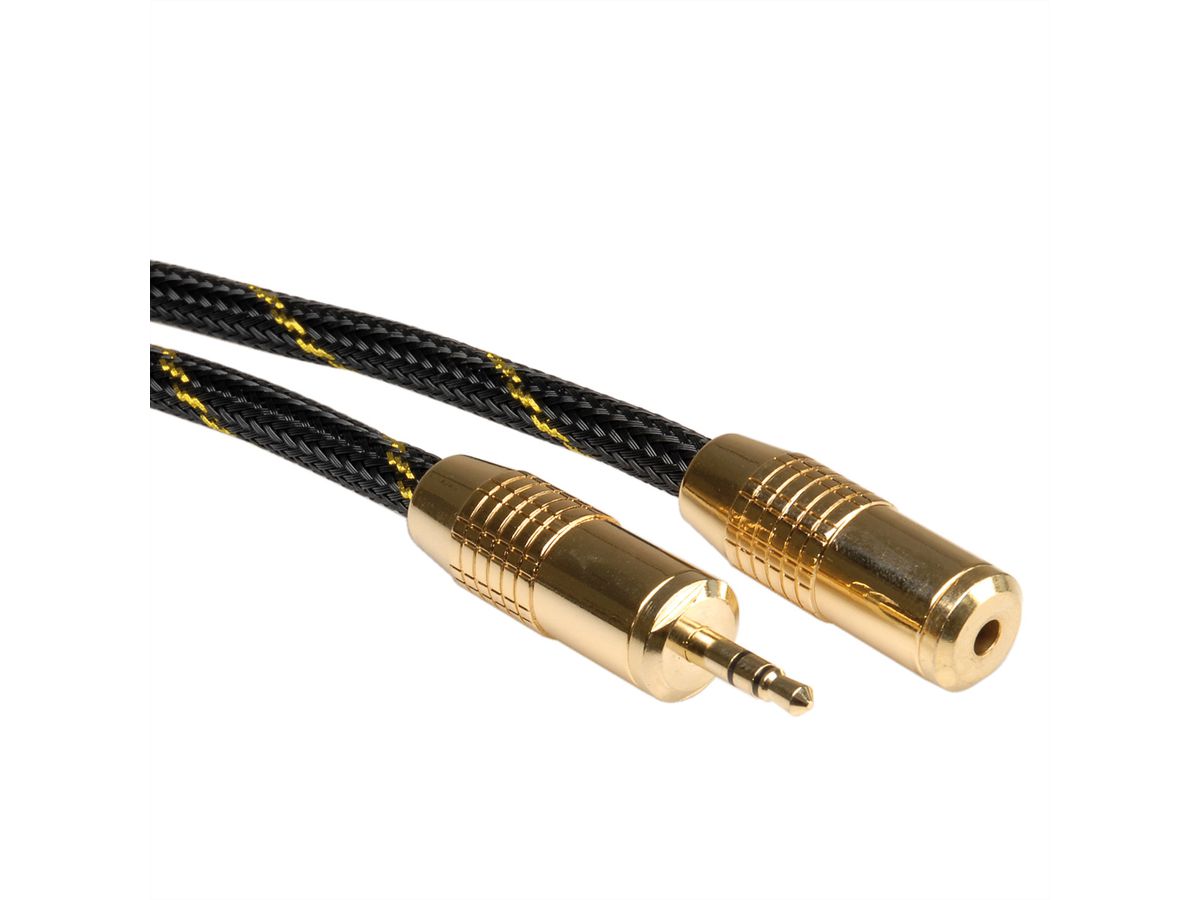 ROLINE GOLD 3,5mm Audio-Verlängerungskabel ST/BU, Retail Blister, 2,5 m