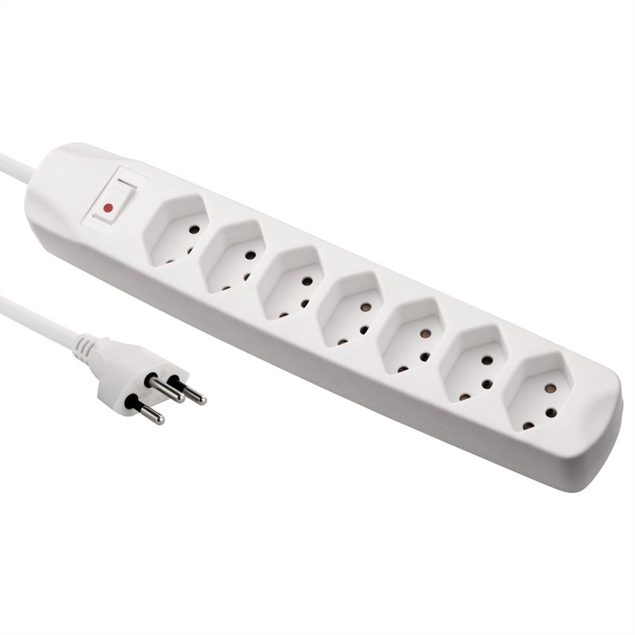 BLANK Steckdosenleiste, 7fach T13, mit Schalter, weiss