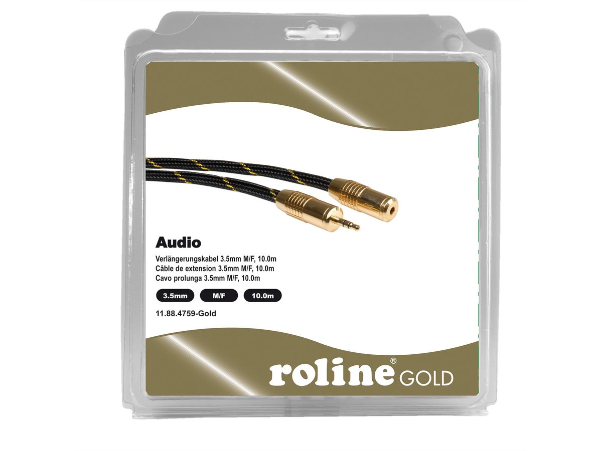 ROLINE GOLD Câble prolongateur 3,5mm audio M / F, Retail Blister, 10 m