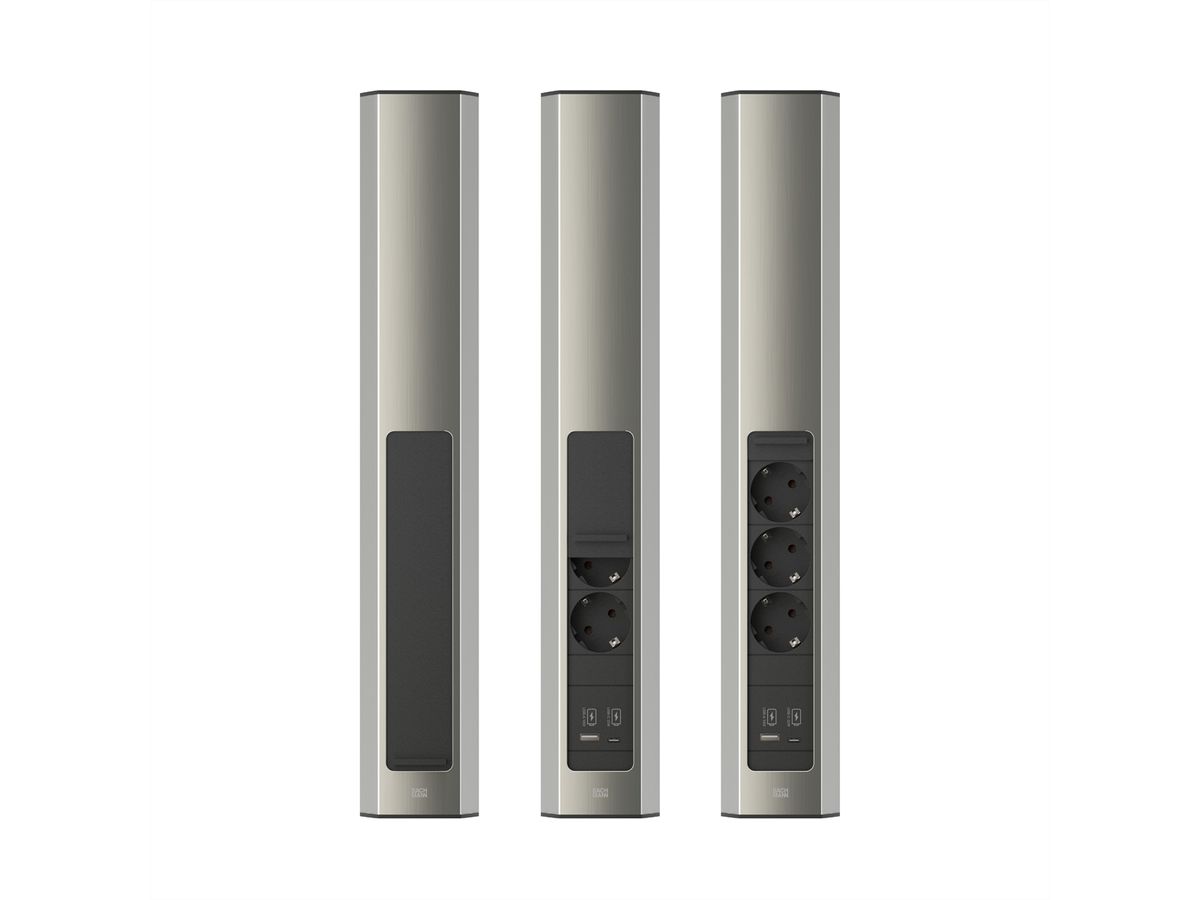 BACHMANN CASIA2 3xCEE7/3 1xUSB A/C 22W 2,0m AEH Edelstahl-Optik