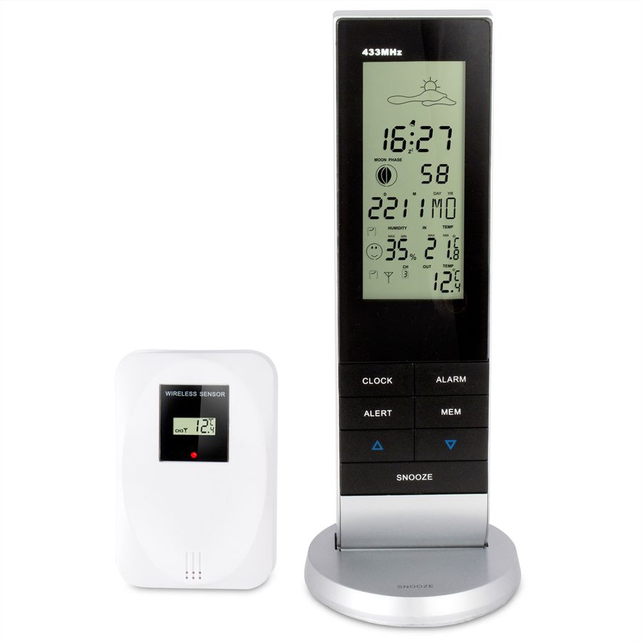 Station météo Alecto WS-1150 noir-argent, avec capteur extérieur sans fil