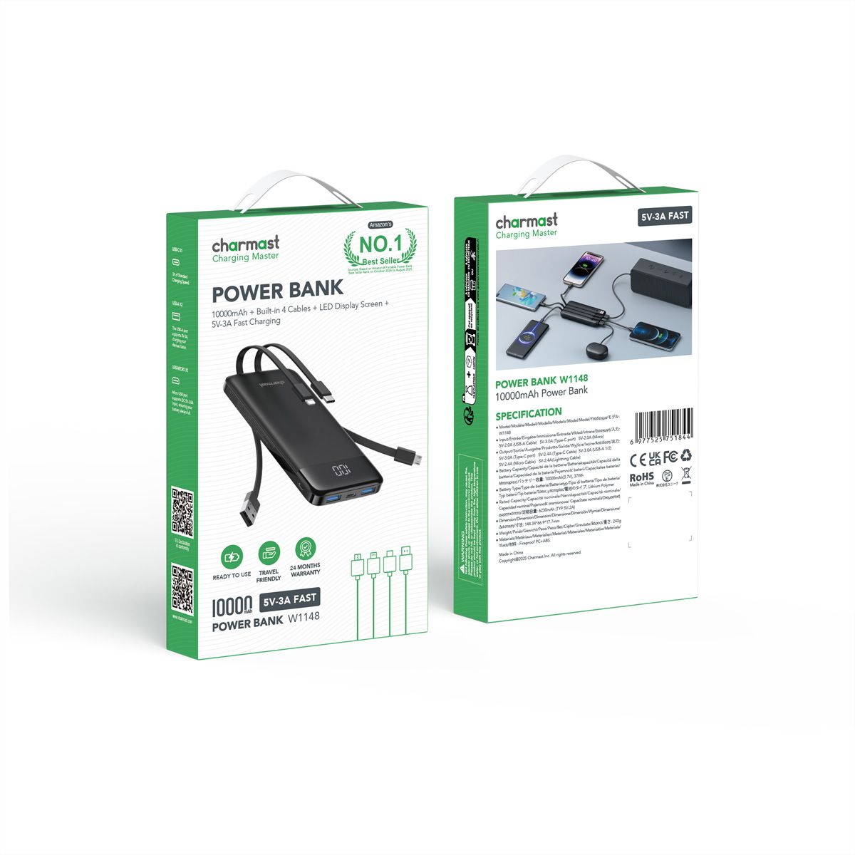 CHARMAST Powerbank W1148 10000mah black