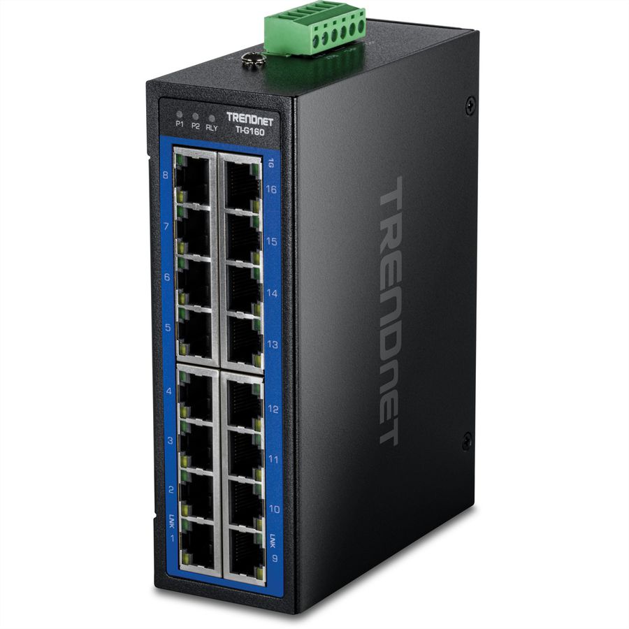 TRENDnet TI-G160 16-Port Gigabit Switch Industrial, DIN-Rail