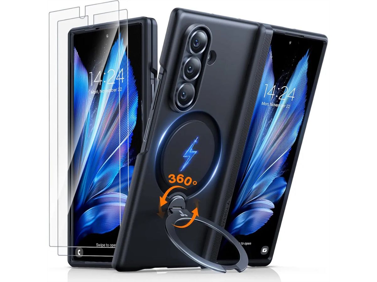 Torras Ostand Case + verre blindé, Samsung Z Fold7, MagSafe, noir, noir