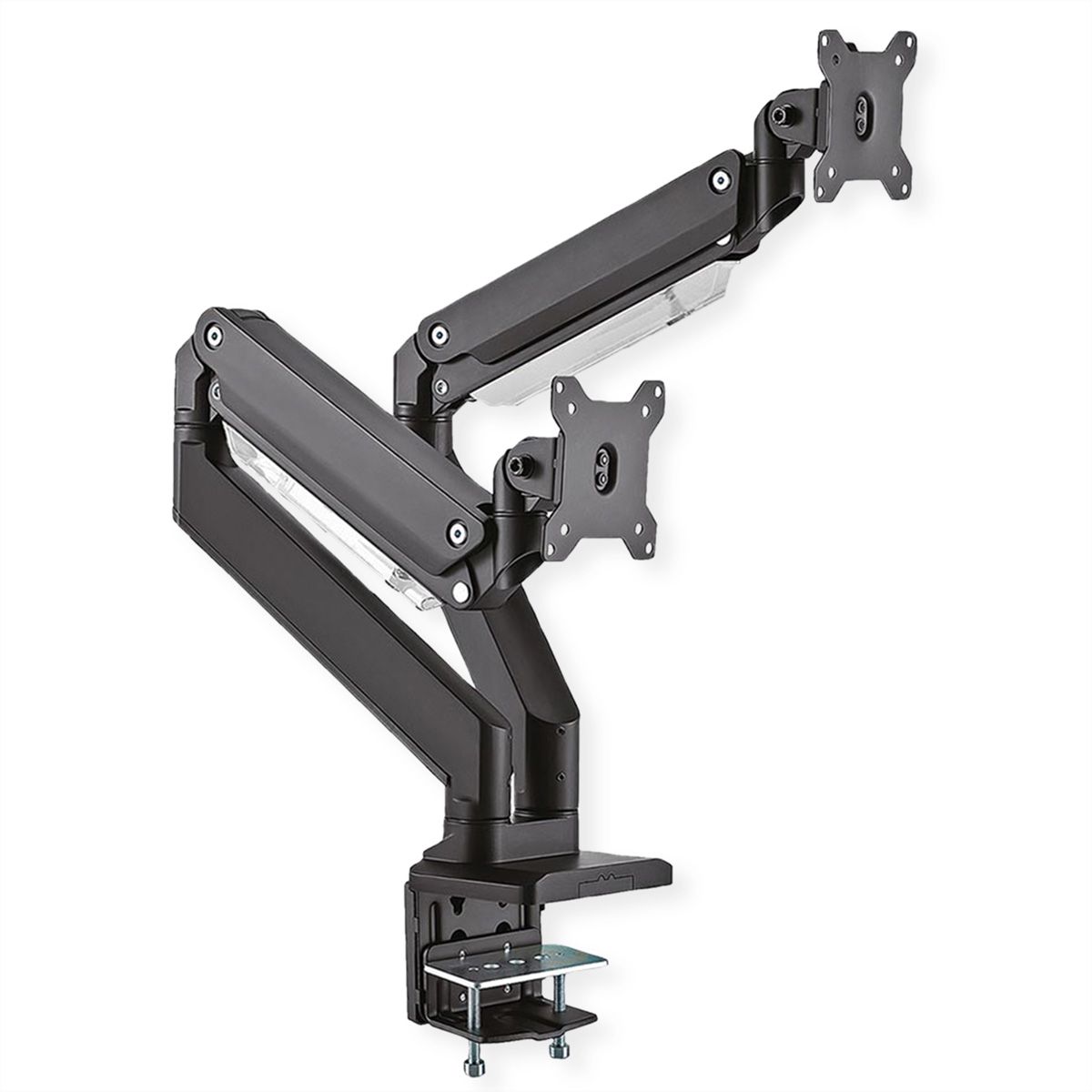 ROLINE LCD-Doppelarm, Tischmontage, Gasfeder, 2x 5 Gelenke, bis 35 Zoll, bis 2x 15 kg