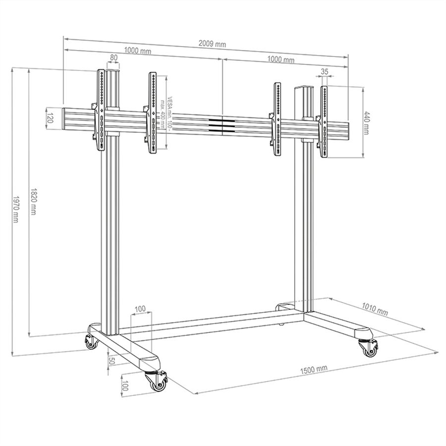 Hagor mobiles Standsystem CPS mobile Stand 2x 55-65"
