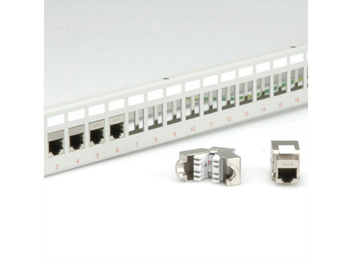 ROLINE 19-Zoll-Keystone-Modulträger, 24P., geschirmt, grau