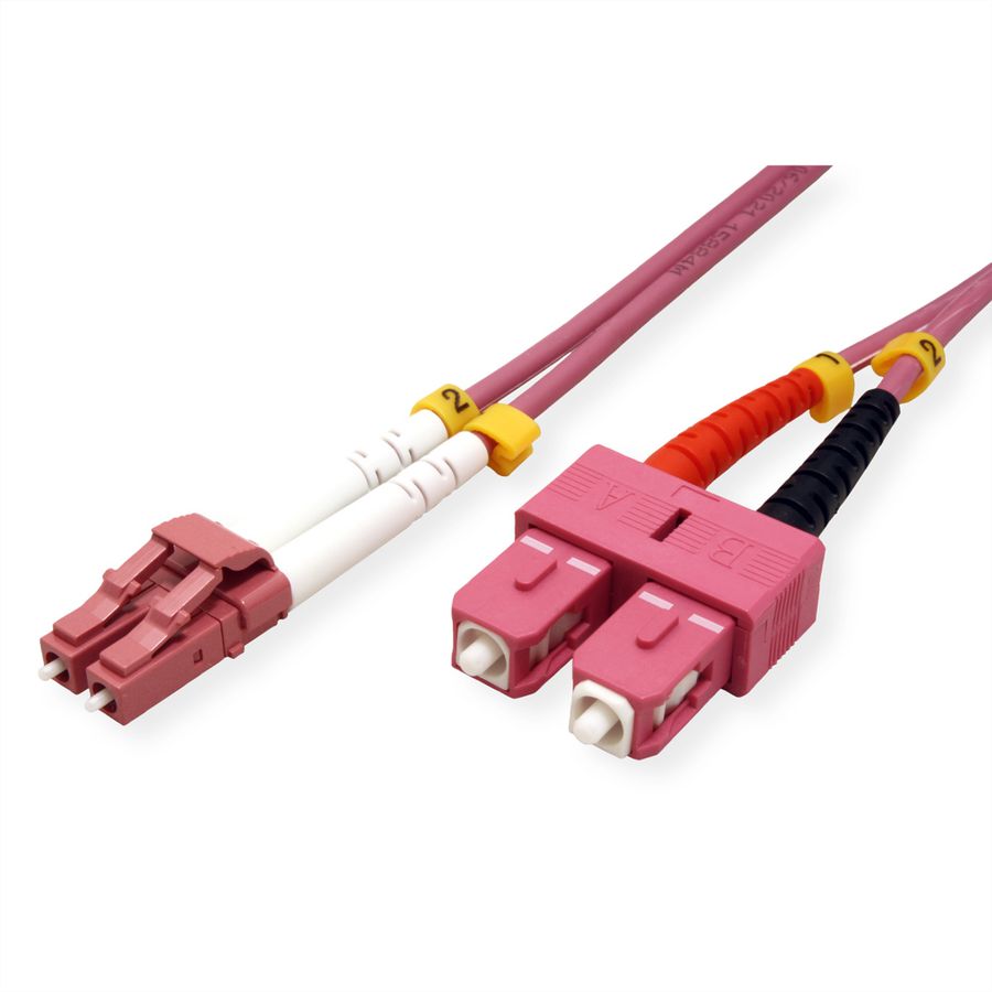 VALUE LWL-Kabel 50/125µm OM4, LC/SC, LSOH, violett, 0,5 m