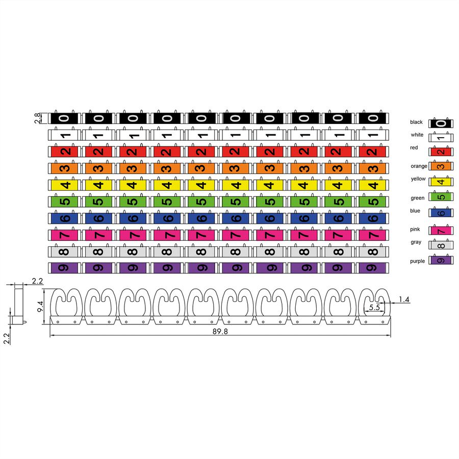 VALUE Kabelmarkierungsset für Patchkabel, 4 - 5,5mm, 10 x 10 St., mehrfarbig
