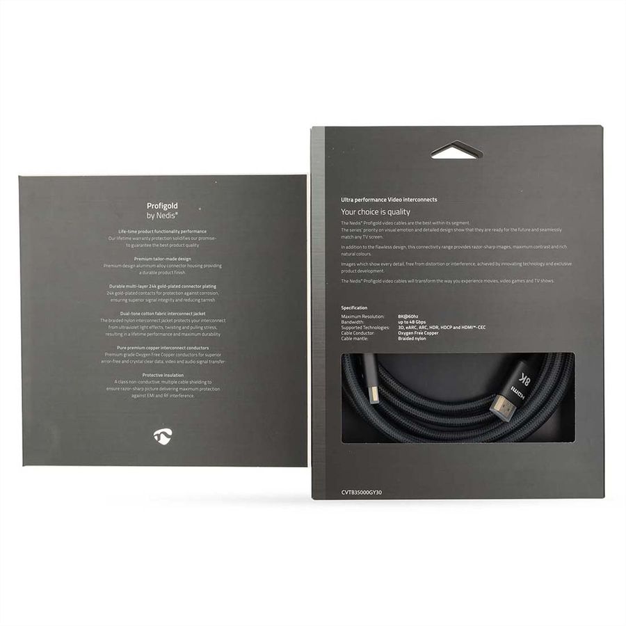 Nedis 8K HDMI Ultra HD Kabel, ST/ST, grau, 3m
