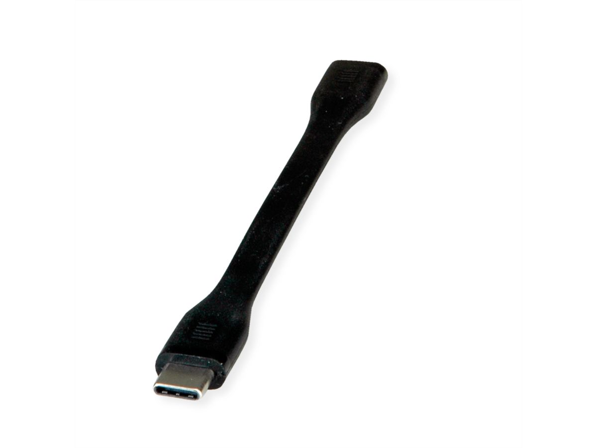 ROLINE Câble USB4 Gen3x2, C-C, M/F, 8K UHD-2, 40Gbit/s, 100W, plat, noir, 11,5 cm