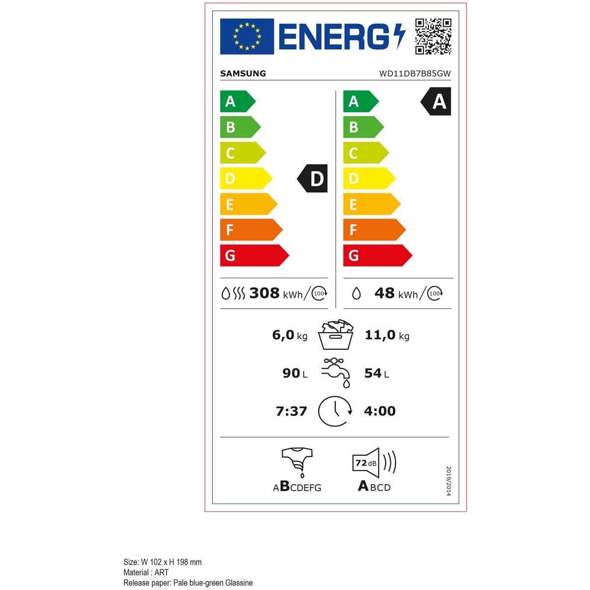 Samsung Waschtrockner WD7400, 11kg + 6kg, DA/A-10%