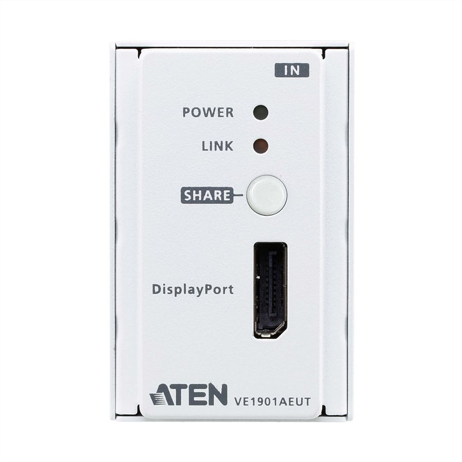 ATEN VE1901AEUT Transmetteur DisplayPort HDBaseT-Lite avec plaque murale EU/PoH