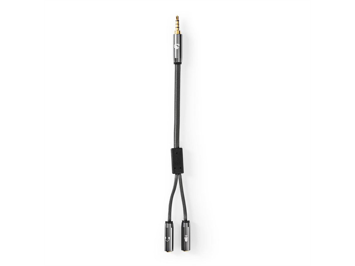 Nedis Stereo-Audiokabel, 3.5mm, 1x ST, 2x BU, grau, 0.2 m
