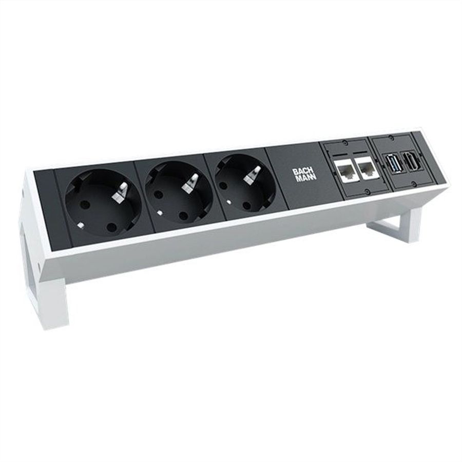 BACHMANN Multiprise DESK2 3x contact de protection, 2x CAT6a, 1x HDMI, USB3.0, blanc