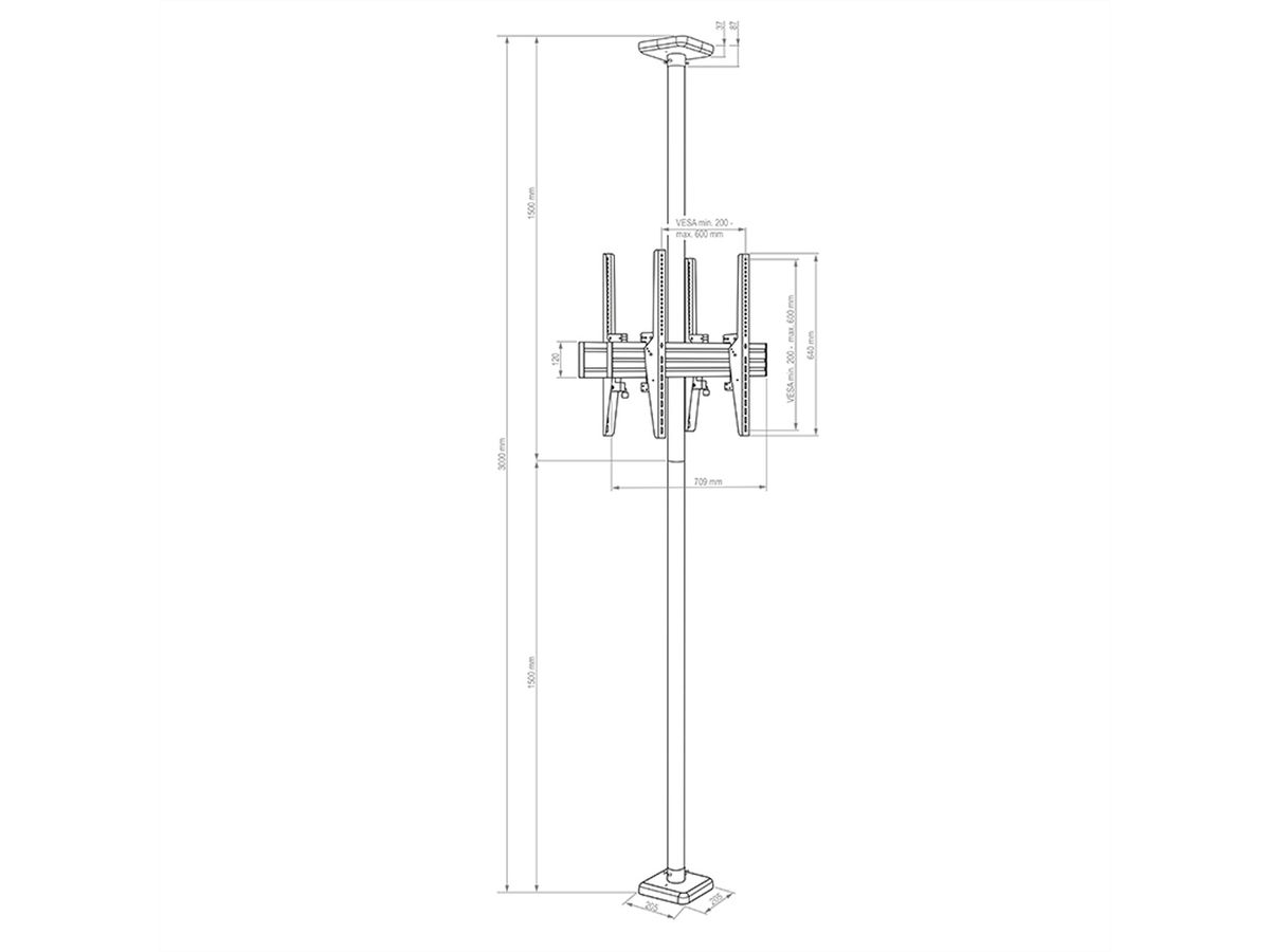 Hagor Deckenhalterung CPS Floor-Ceiling back-2-back, schwarz