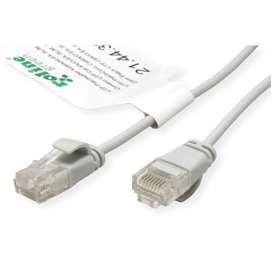 ROLINE GREEN UTP Patchkabel Cat.6A (Class EA), LSOH, slim, grau, 0,3 m